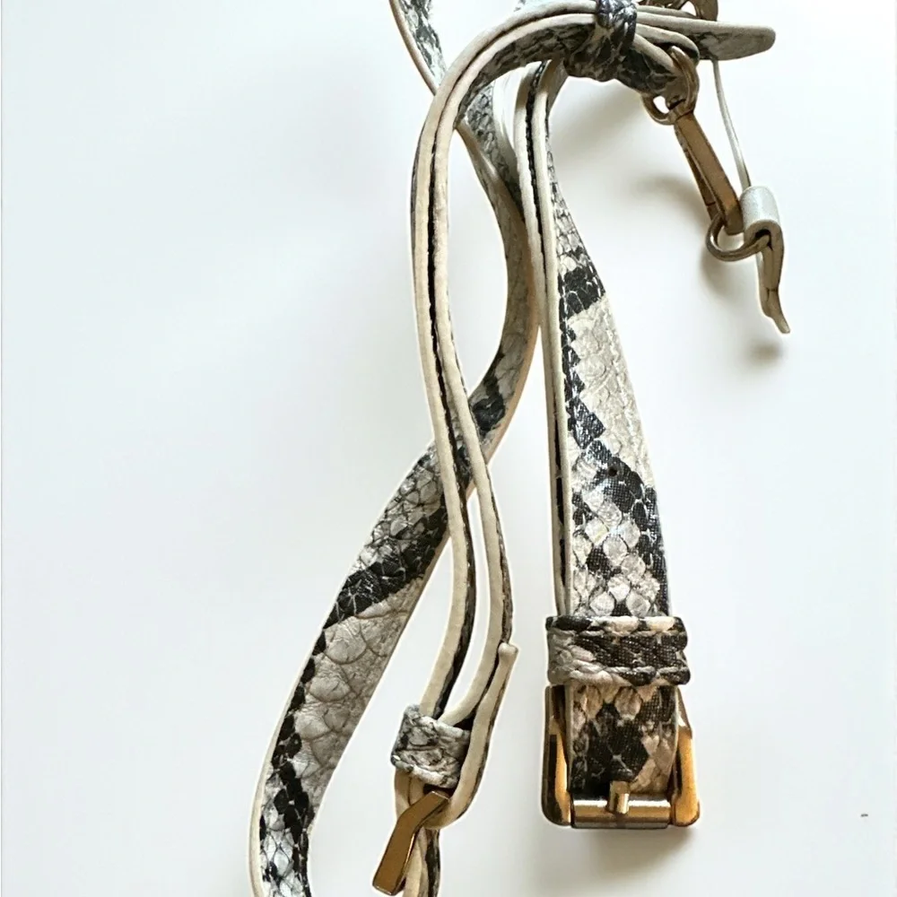 Free People 3-Way Convertible Mini Backpack Crossbody Cream Snakeskin Trim - Picture 6 of 6